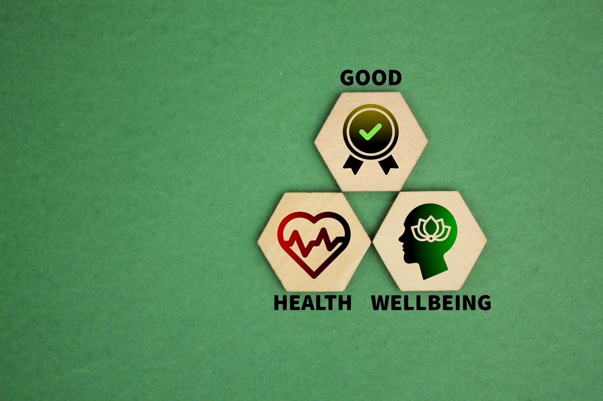 three icons of sustainable development which are good, health, well-being. the concept of health well-being